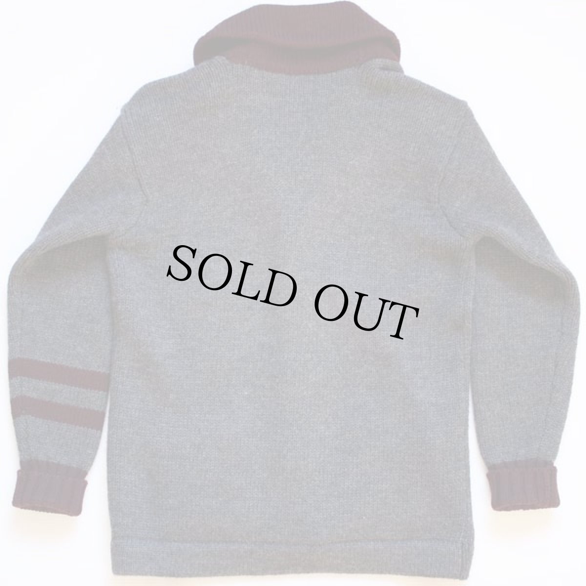 画像2: 90s ポロ ラルフローレン ロゴ刺繍 ツートン ショールカラー ローゲージ ウールニット カーディガン M (2)