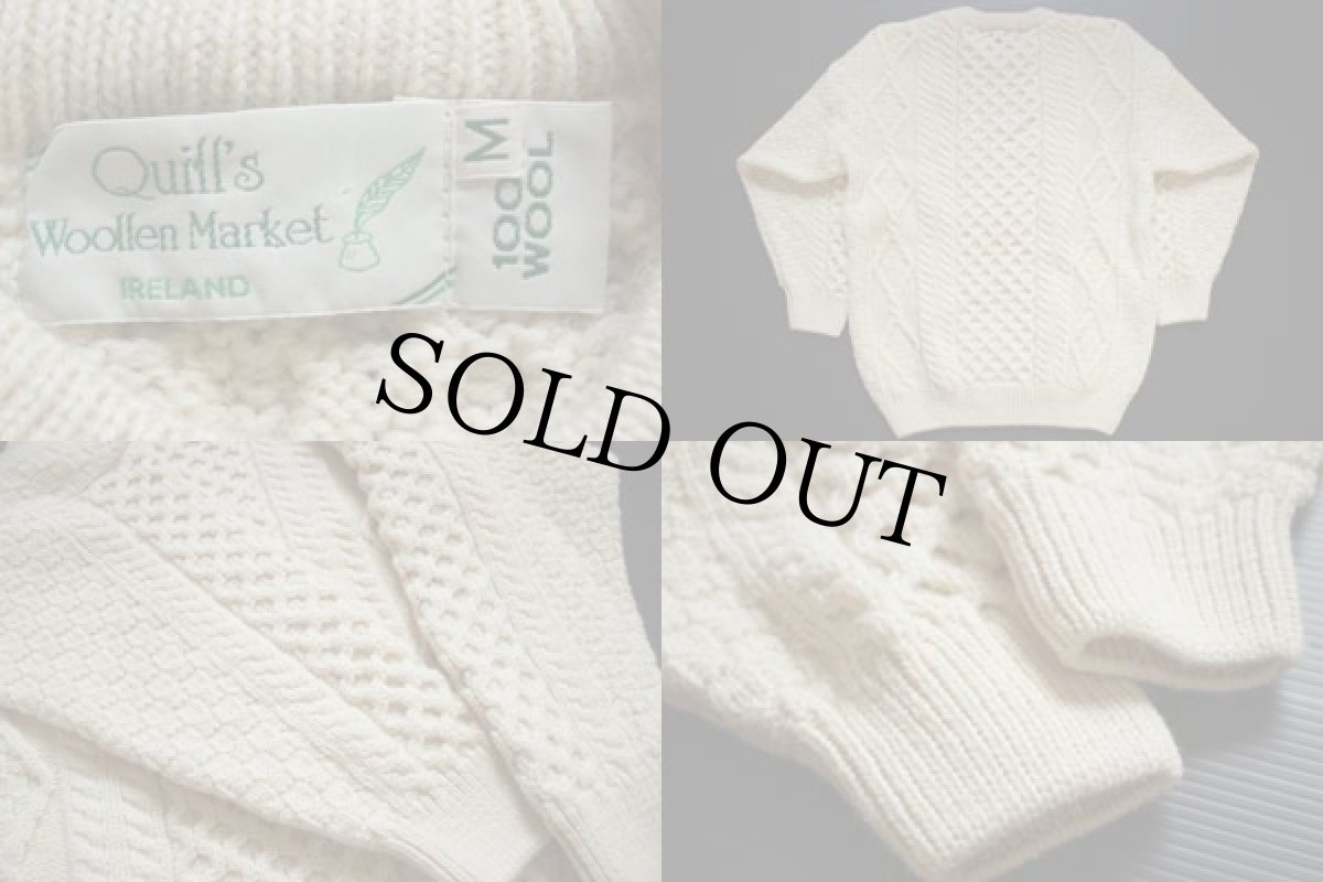 画像3: アイルランド製 Quill's ケーブル編み ウールニット セーター M★フィッシャーマン (3)