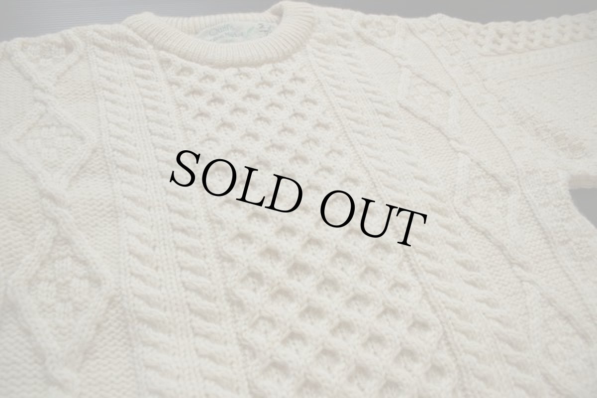 画像2: アイルランド製 Quill's ケーブル編み ウールニット セーター M★フィッシャーマン (2)