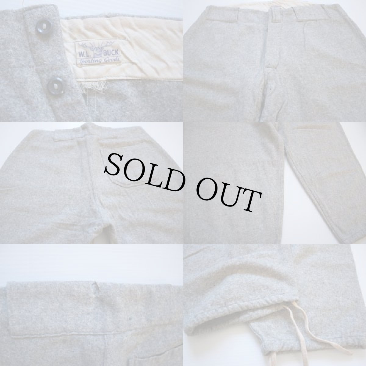 画像3: 40s W.L.BUCK ウール ベースボールパンツ W35 (3)