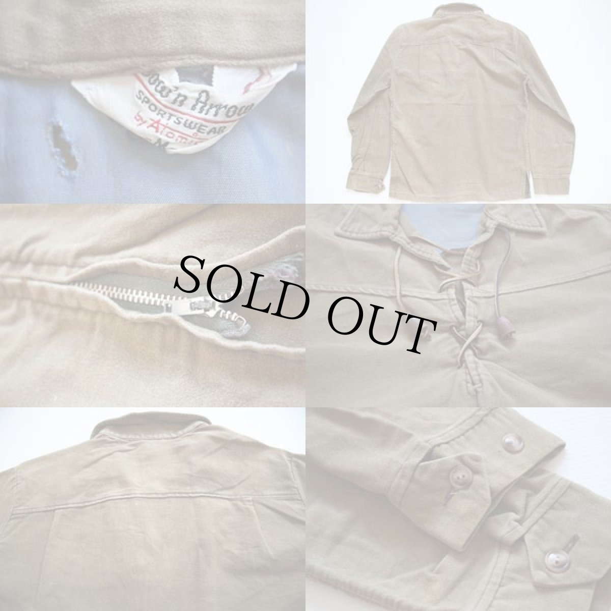 画像3: 50s Bow'n Arrow レースアップ モールスキンシャツ M (3)