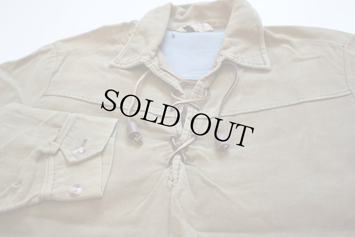 画像2: 50s Bow'n Arrow レースアップ モールスキンシャツ M (2)