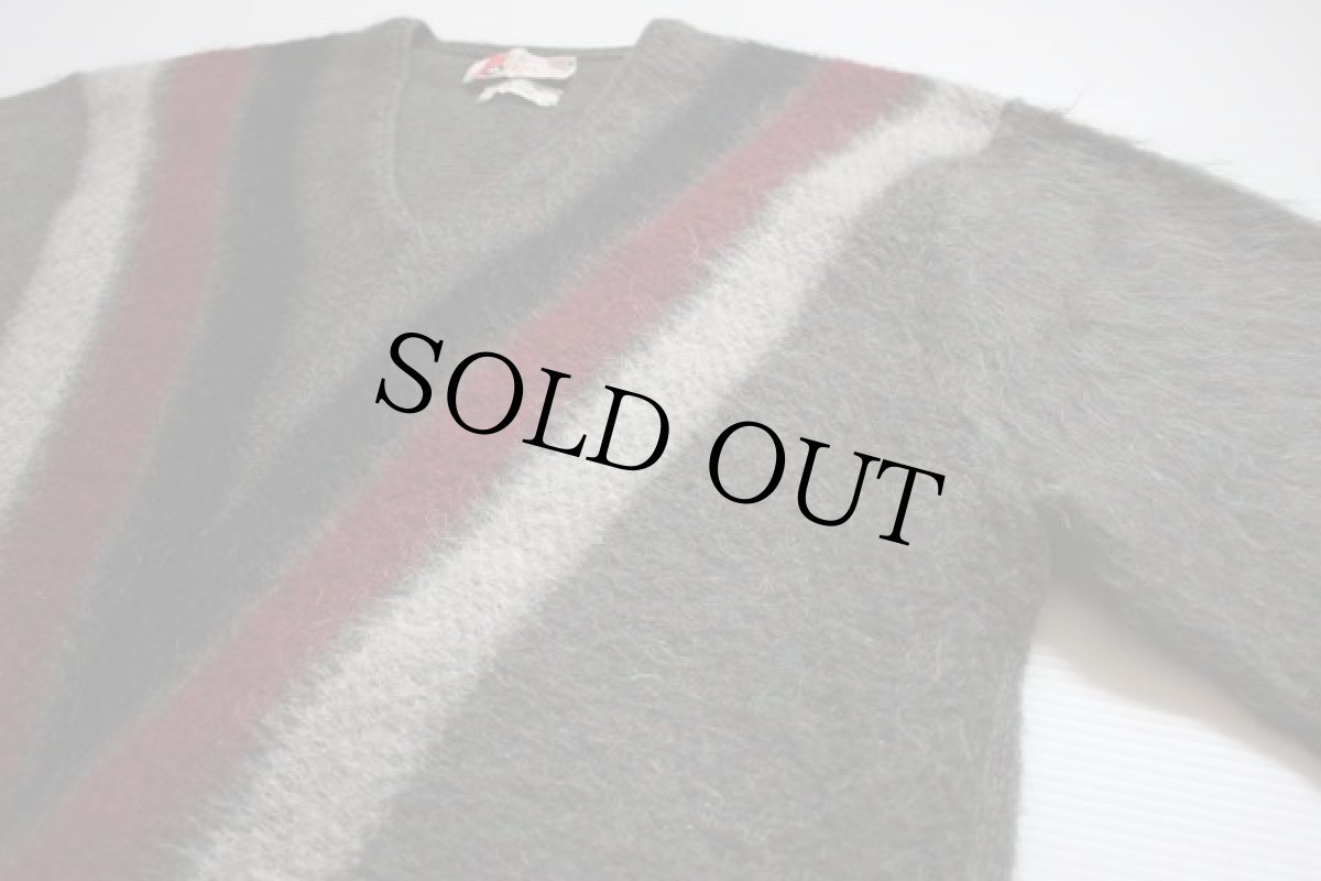 画像2: 60s Revere Vネック モヘヤニット セーター L (2)