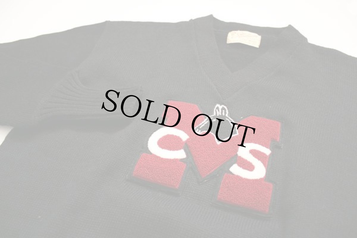 画像2: 50s Stadium ウールニット レタードセーター 黒 (2)