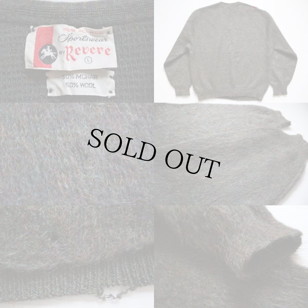 画像3: 60s Revere Vネック モヘヤニット セーター L (3)
