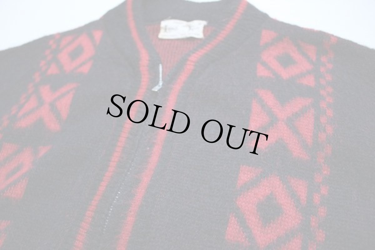 画像2: 60s Lamb Knit モヘヤニット フルジップ セーター M (2)