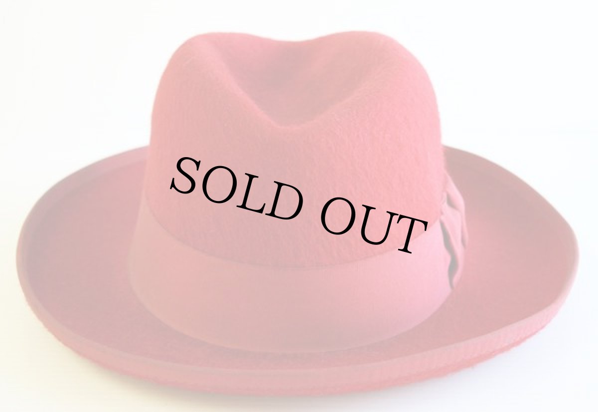 画像2: ビンテージ UNKNOWN フェドラハット 赤 (2)