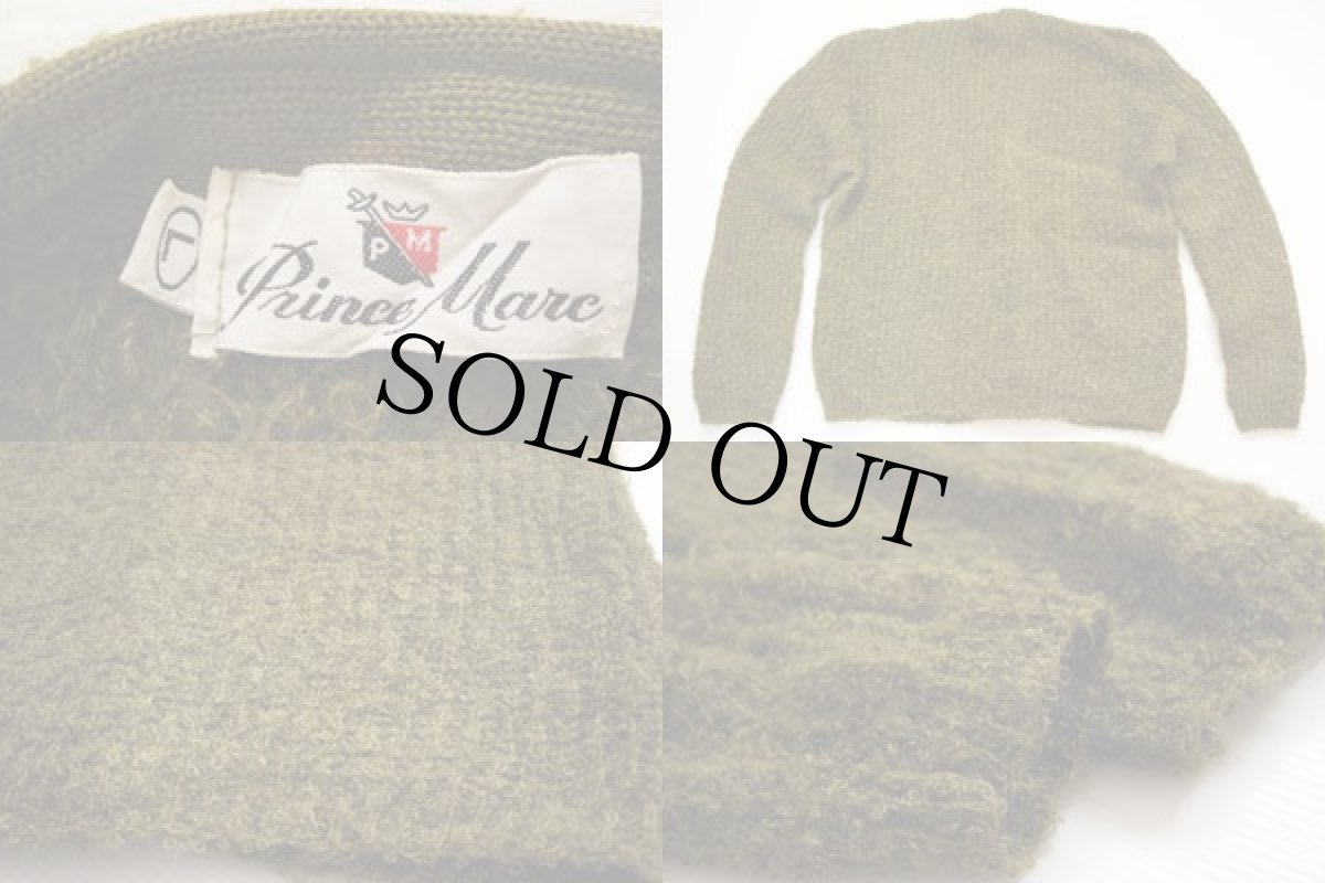 画像3: 60s Prince Marc モヘヤ パイル ニット カーディガン 緑 L (3)