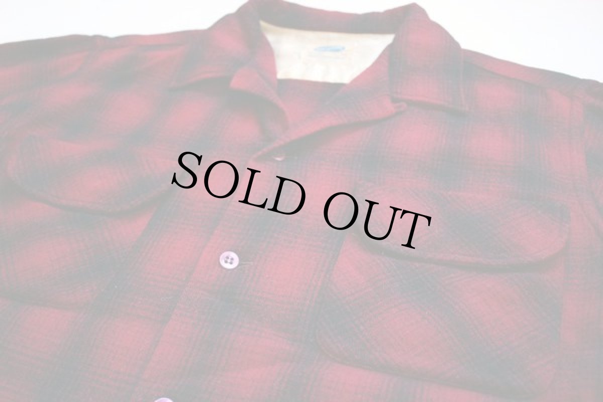 画像2: 50s SEARS PILGRIMピルグリム オンブレチェック ウール オープンカラーシャツ L (2)