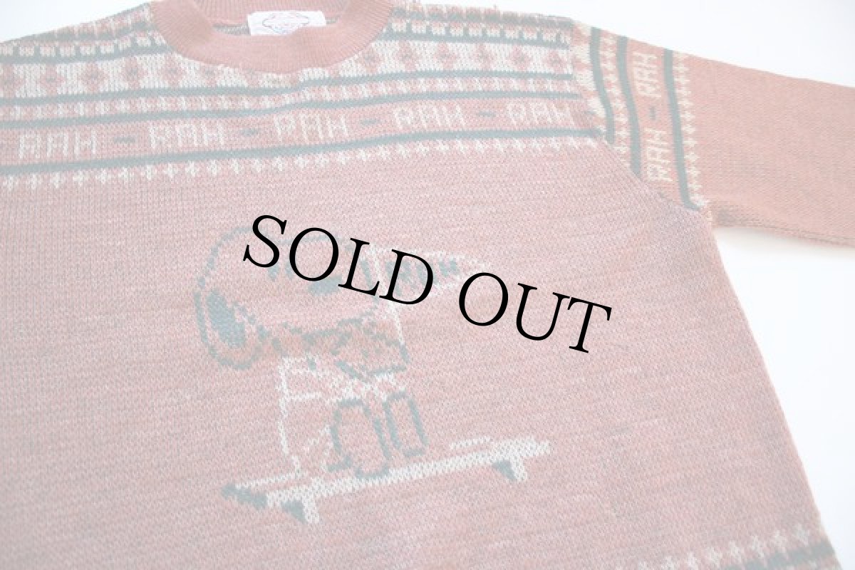 画像2: 70s Arrow スヌーピー ウッドストック ジャガード アクリルニット セーター (2)