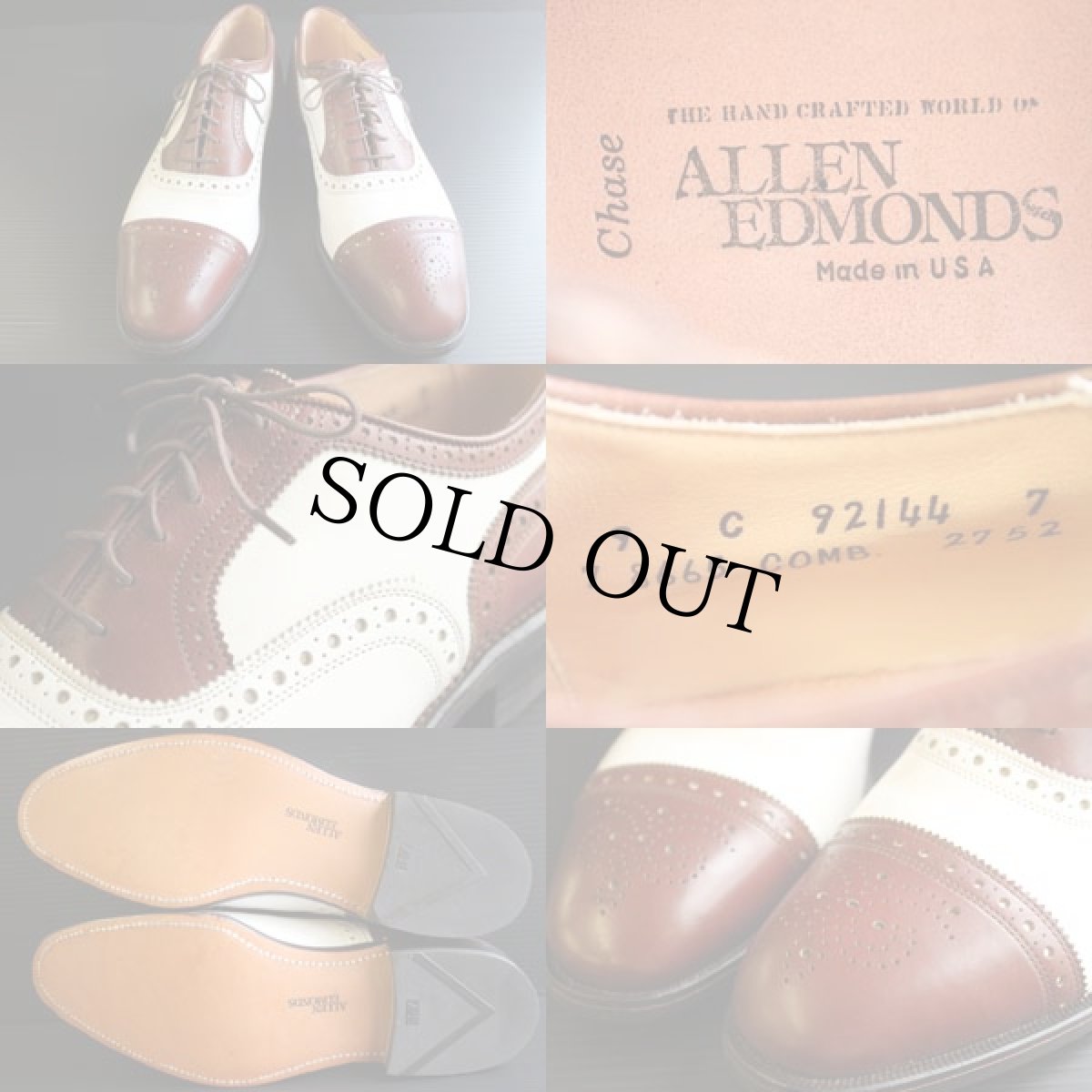 画像3: デッドストック★USA製 Allen Edmondsアレンエドモンズ ツートン レザーシューズ 白×茶★革靴 (3)