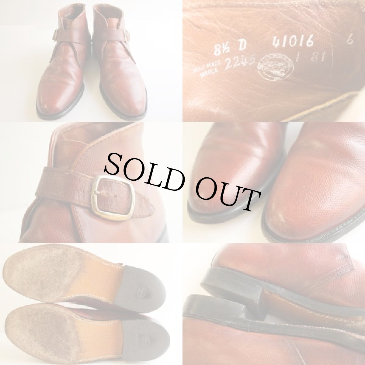 画像3: ビンテージ UNKNOWN ストラップ アンクルブーツ 茶 8.5 (3)