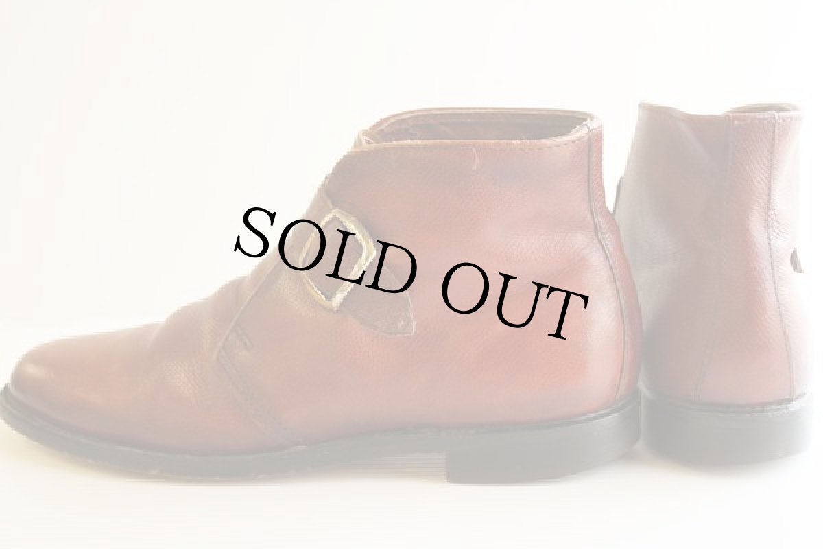 画像2: ビンテージ UNKNOWN ストラップ アンクルブーツ 茶 8.5 (2)