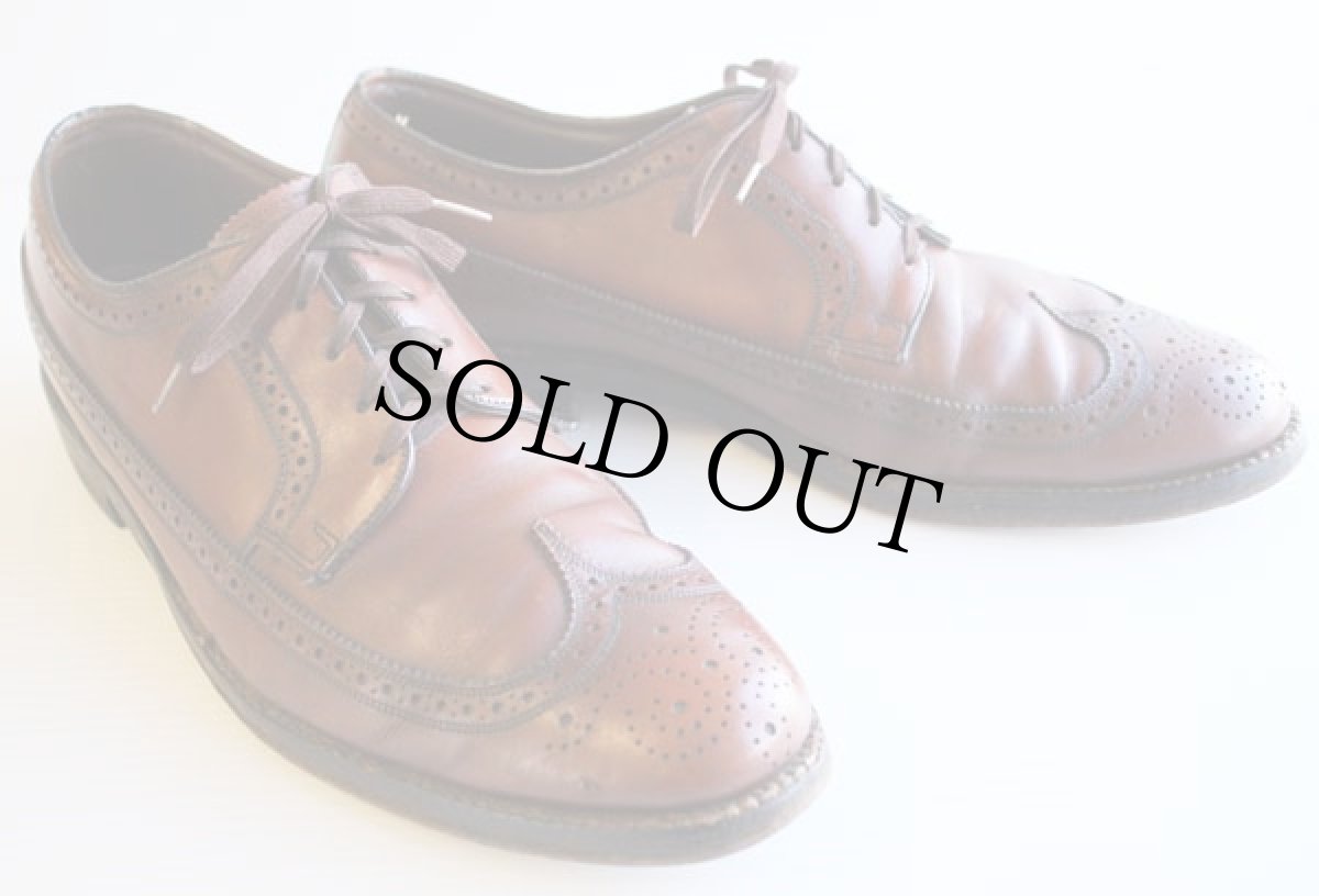 画像1: FLORSHEIMフローシャイム ウイングチップ レザーシューズ 茶 10D★革靴 (1)