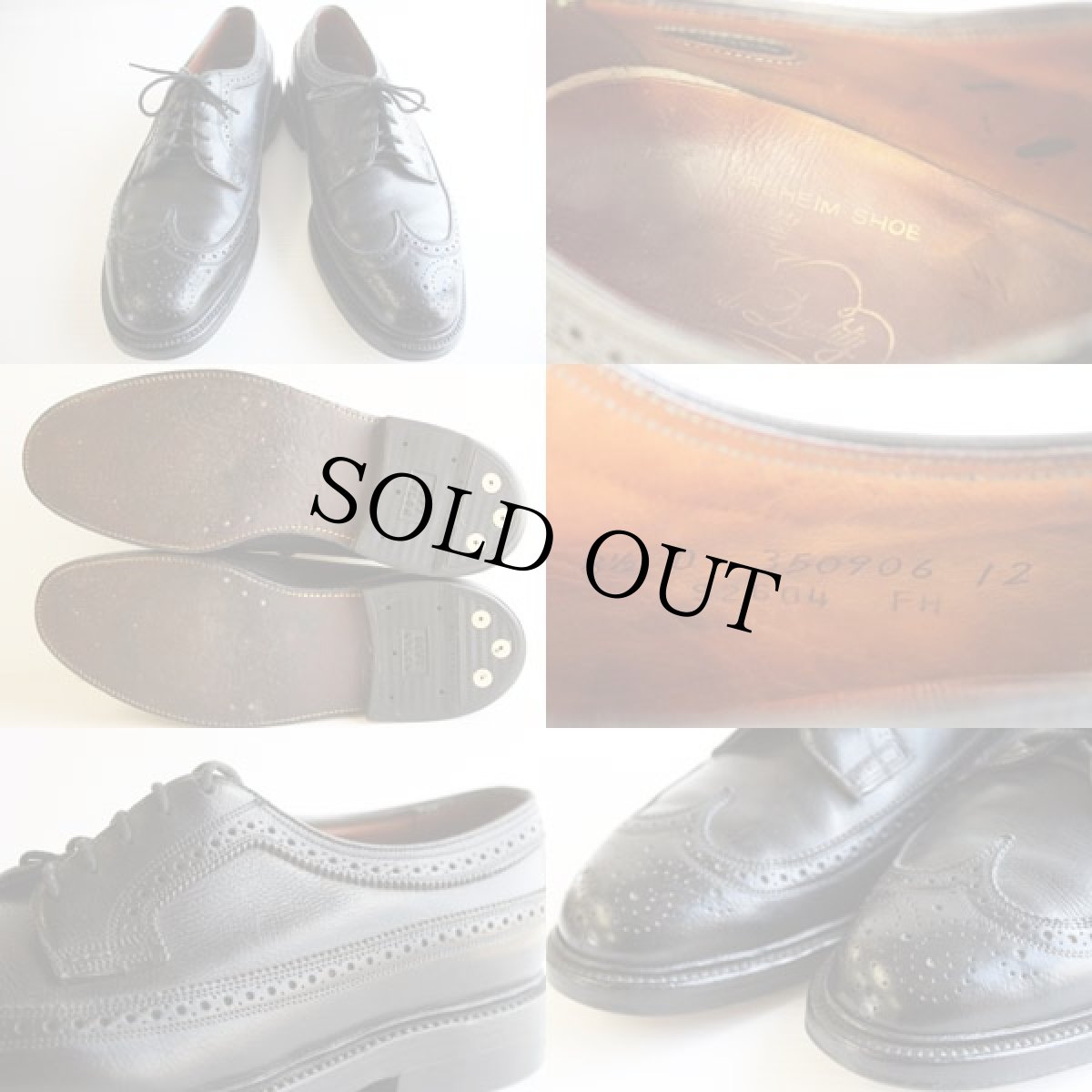 画像3: FLORSHEIMフローシャイム Imperial ウイングチップ レザーシューズ 黒 8.5D★革靴 (3)