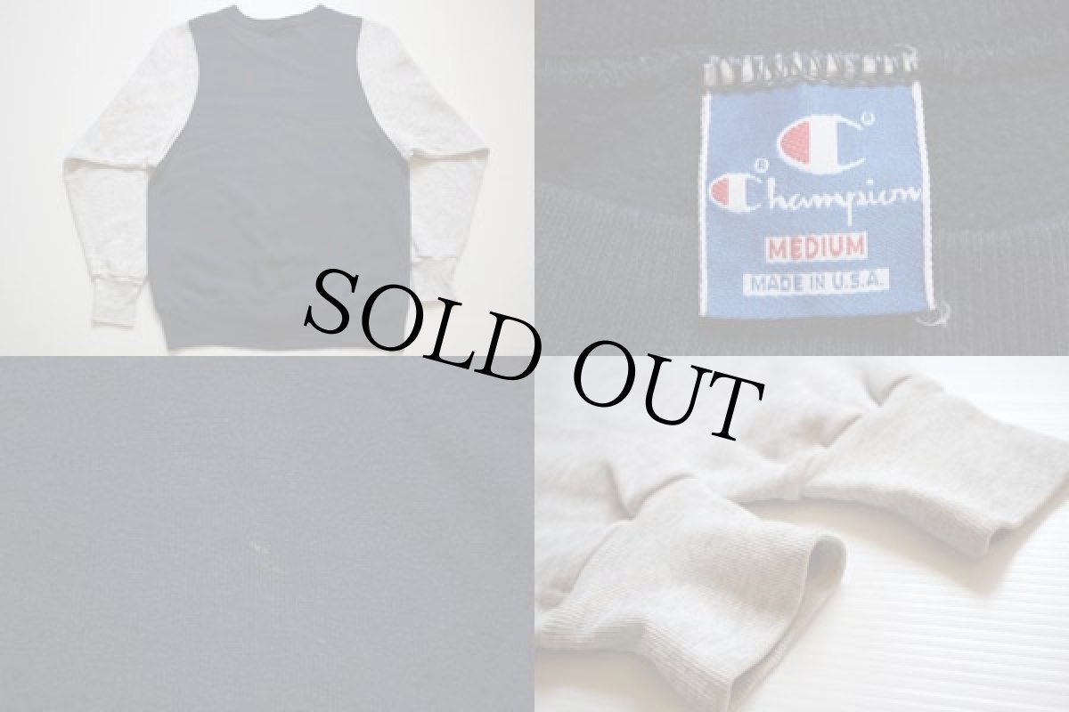 画像3: 90s USA製 Championチャンピオン NOTRE DAME ツートン フロッキープリント スウェット M (3)