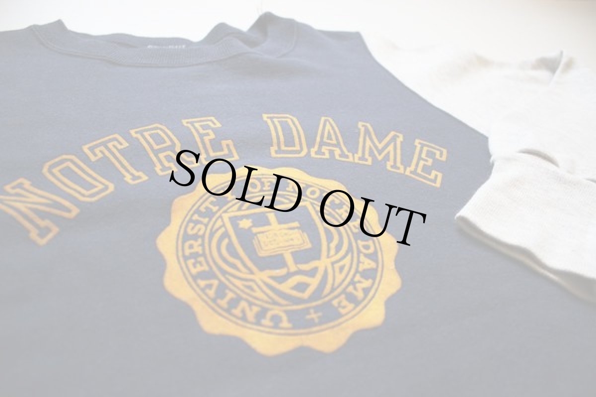 画像2: 90s USA製 Championチャンピオン NOTRE DAME ツートン フロッキープリント スウェット M (2)