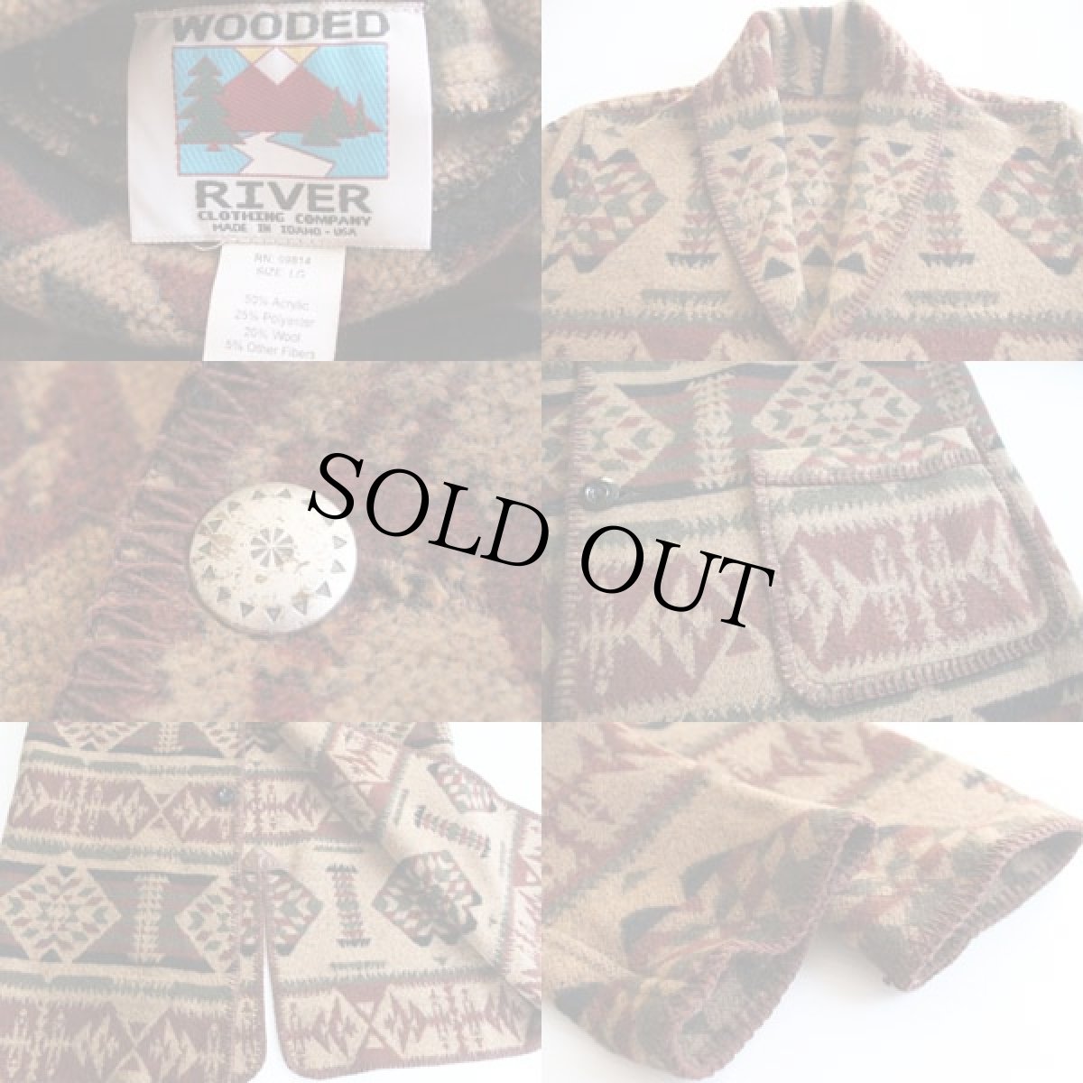 画像3: USA製 WOODED RIVER ショールカラー ネイティブ柄 ブランケット コート L (3)