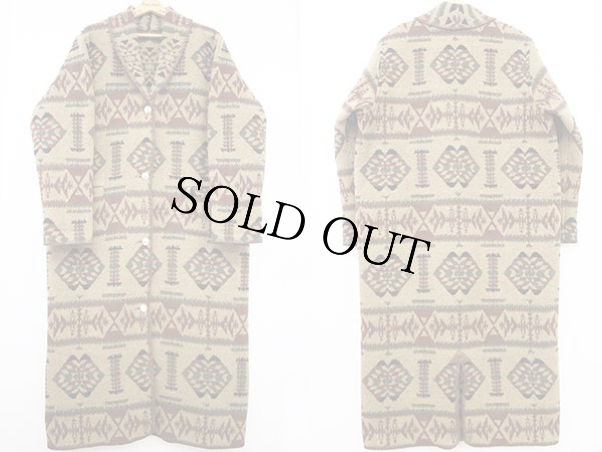 画像2: USA製 WOODED RIVER ショールカラー ネイティブ柄 ブランケット コート L (2)