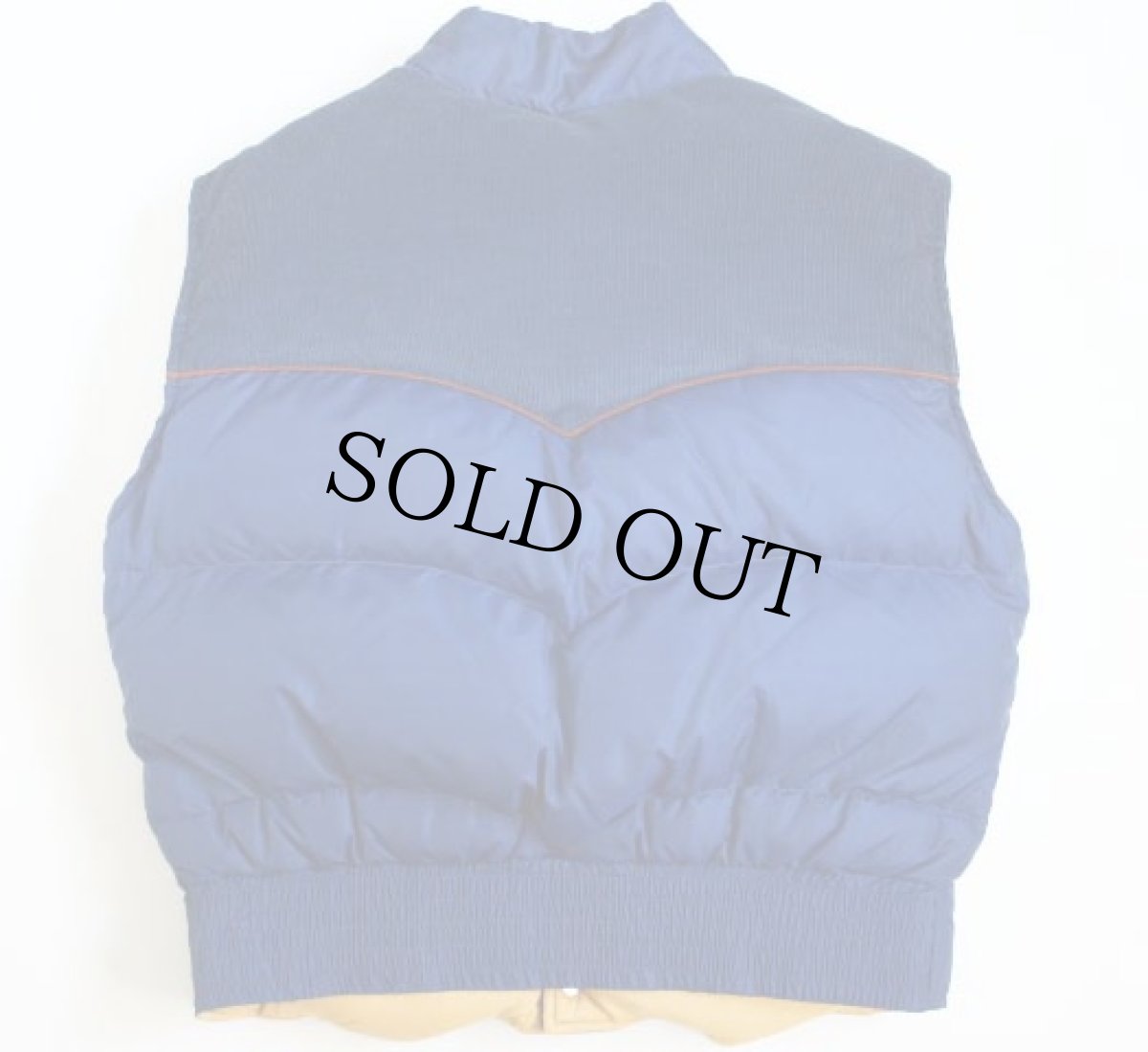 画像2: 80s Levi'sリーバイス コーデュロイ切り替え ダウンベスト M 紺 (2)