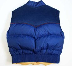 画像2: 80s Levi'sリーバイス コーデュロイ切り替え ダウンベスト M 紺 (2)