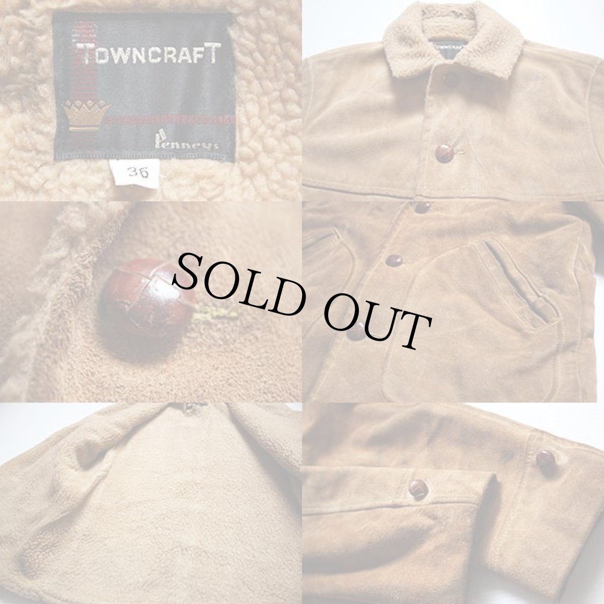 画像3: 70s TOWNCRAFT Penneys ボアライナー スエードレザー ランチコート 36 (3)