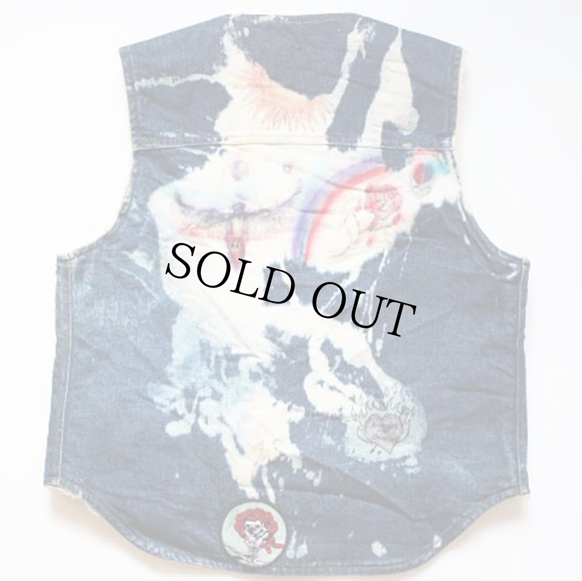 画像2: 70s carharttカーハート グレイトフルデッド ハンドペイント&ブリーチ加工 デニムベスト M (2)