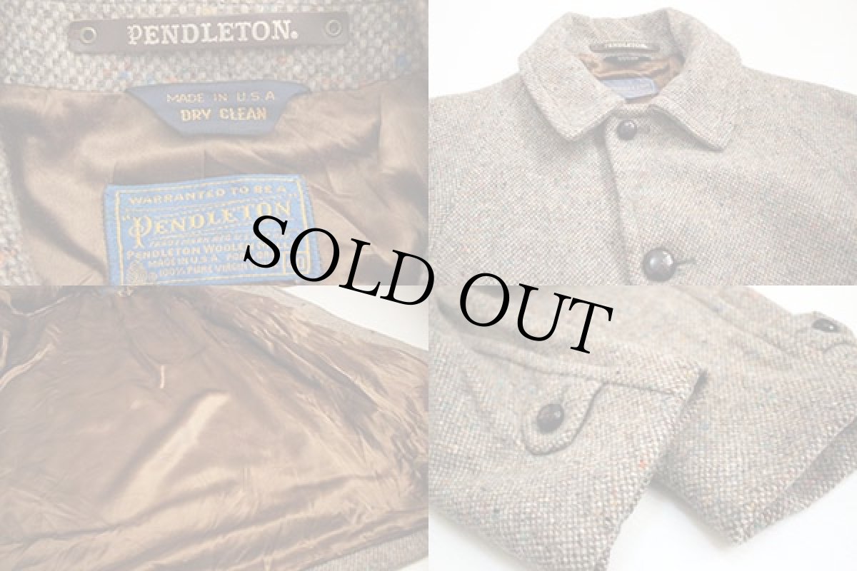 画像3: 80s USA製 PENDLETONペンドルトン ツイード ウール ステンカラーコート 40 (3)