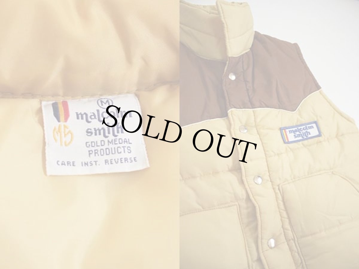 画像3: 70s malcolm smith パッチ付き ツートン ヨーク切り替え 中綿入り レーシングベスト M (3)