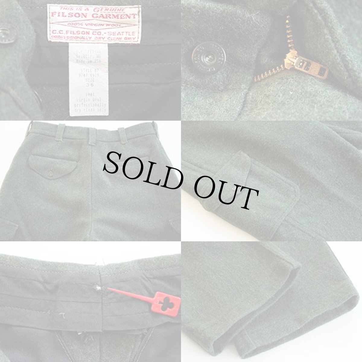 画像3: 90s USA製 FILSONフィルソン ウール カーゴパンツ 緑 (3)