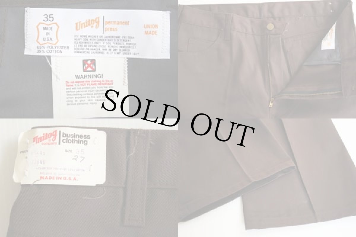 画像3: デッドストック★70s USA製 Unitog ワークパンツ 焦げ茶 35 (3)