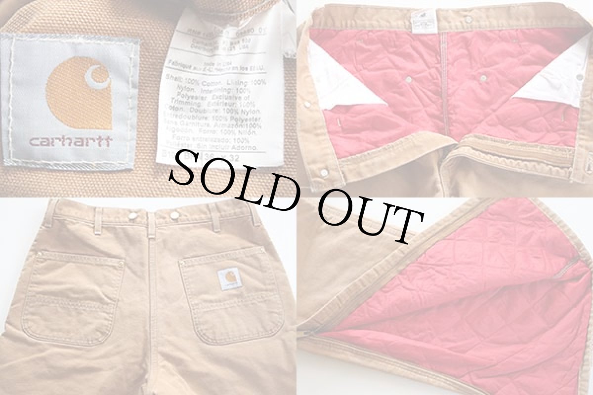 画像3: 90s USA製 carharttカーハート キルティングライナー ダック地 ペインターパンツ w36 (3)