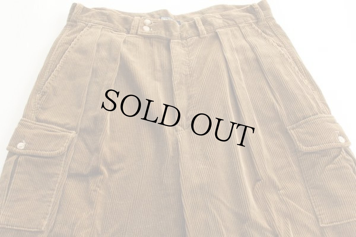 画像2: 80s USA製 ポロ ラルフローレン 太畝 コーデュロイ カーゴパンツ 茶 34 (2)