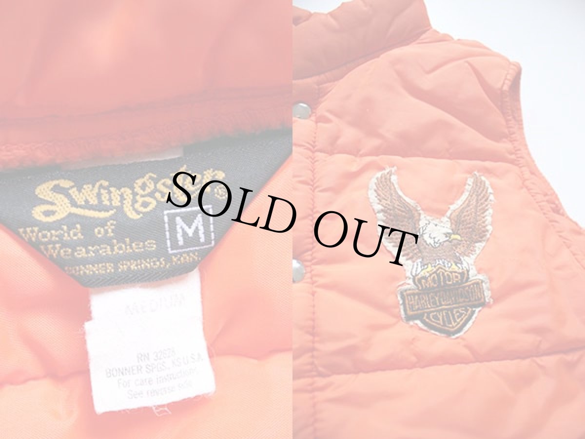 画像3: 70s Swingster HARLEY-DAVIDSONハーレー ダビッドソン パッチ付き 中綿入り レーシングベスト M 	 (3)