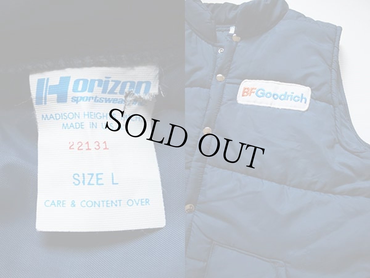 画像3: 70s Horizon BF Goodrich パッチ付き 中綿入り レーシングベスト 紺 L (3)