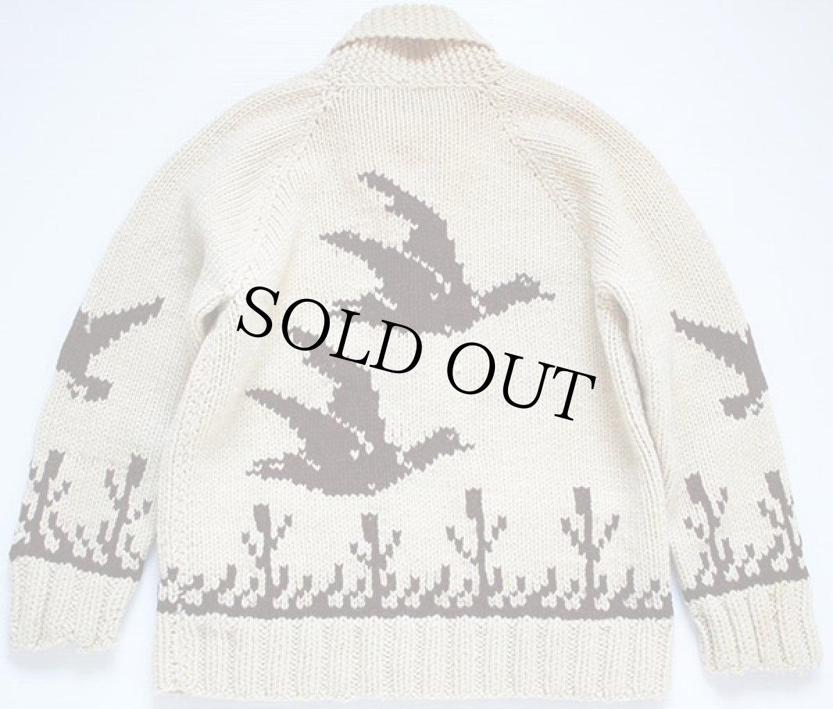 画像2: 60s グース柄  ウール カウチンセーター (2)