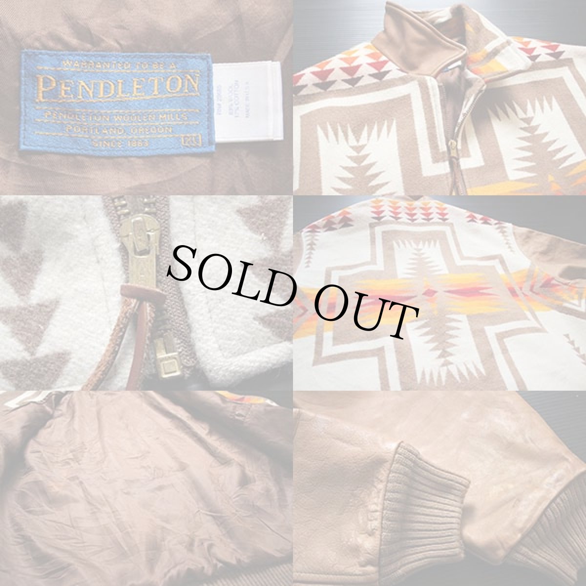 画像3: 90s USA製 PENDLETONペンドルトン チーフジョセフ ネイティブ柄 袖革 ウール ブランケットジャケット XL (3)