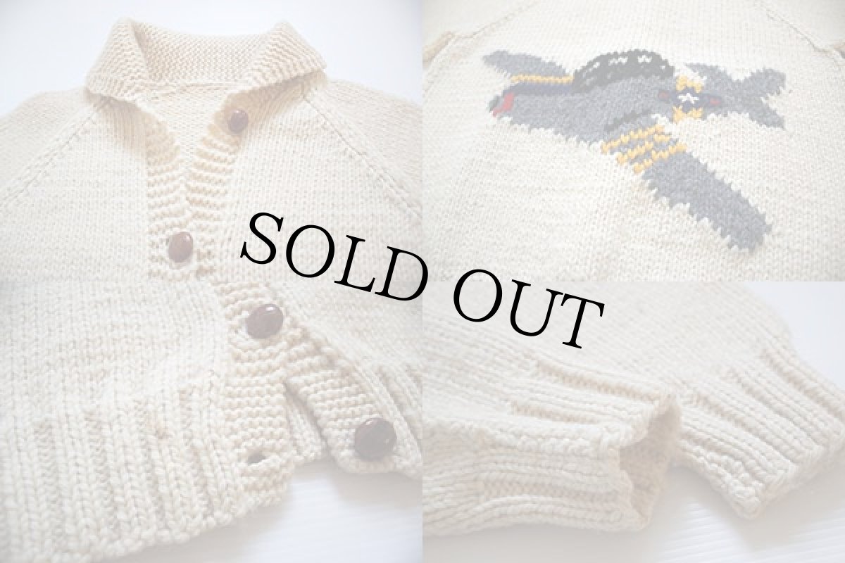 画像3: ビンテージ 戦闘機柄  ウール カウチンセーター (3)