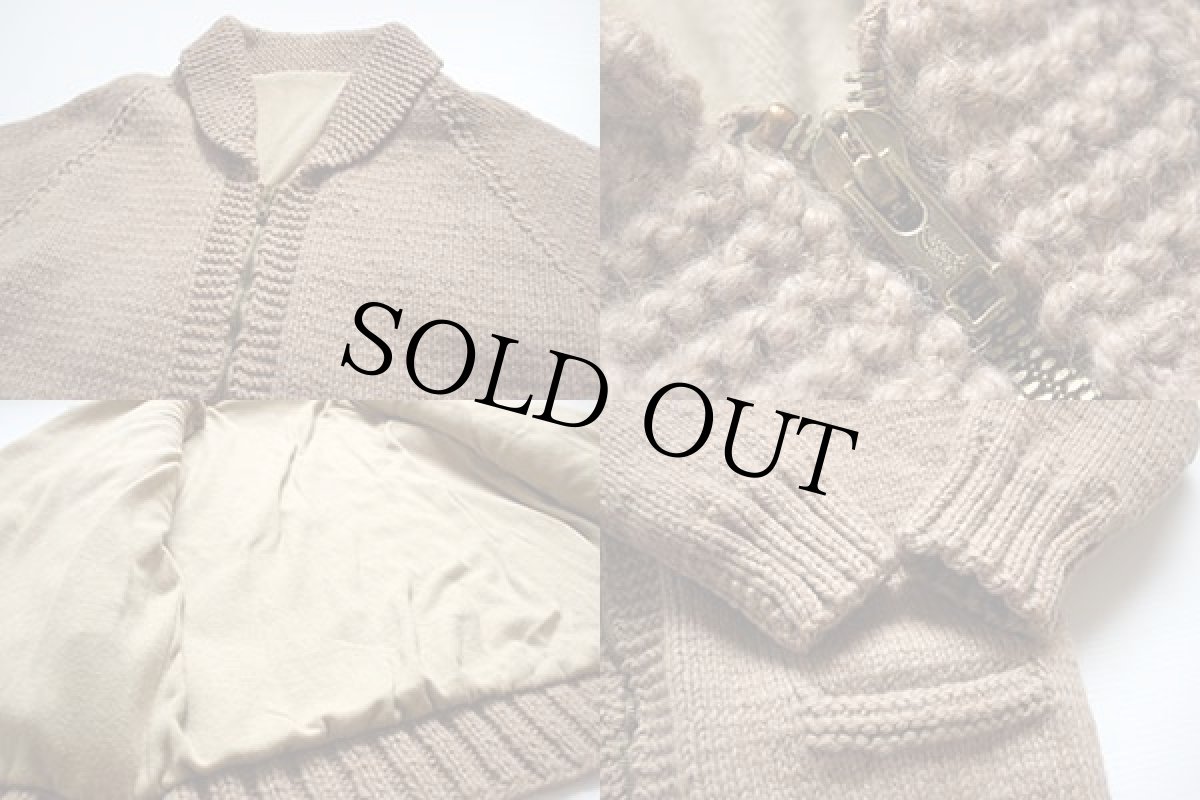 画像3: 60s 無地  ウール カウチンセーター 茶 (3)