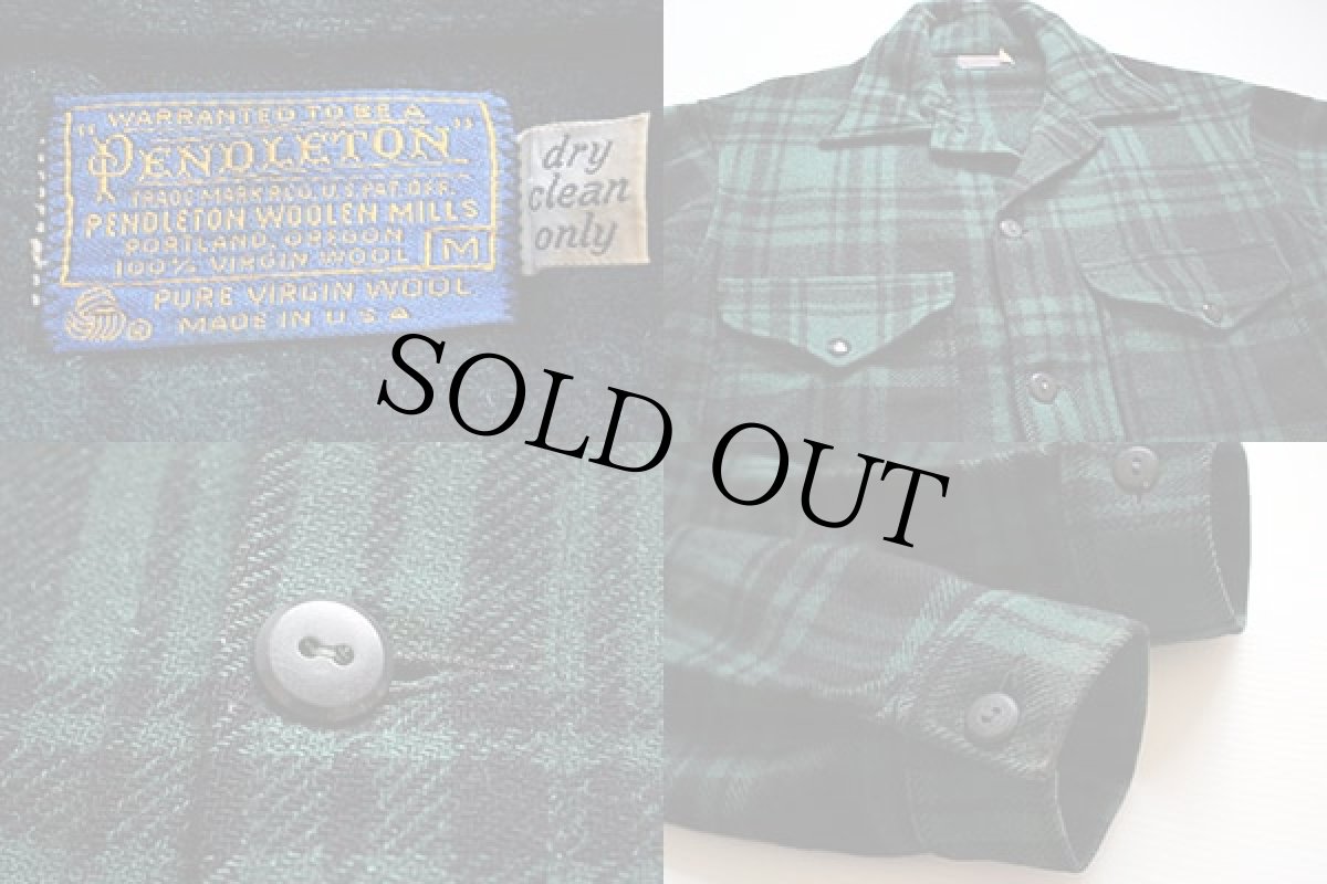 画像3: 70s PENDLETONペンドルトン ウールジャケット 緑×黒 M (3)