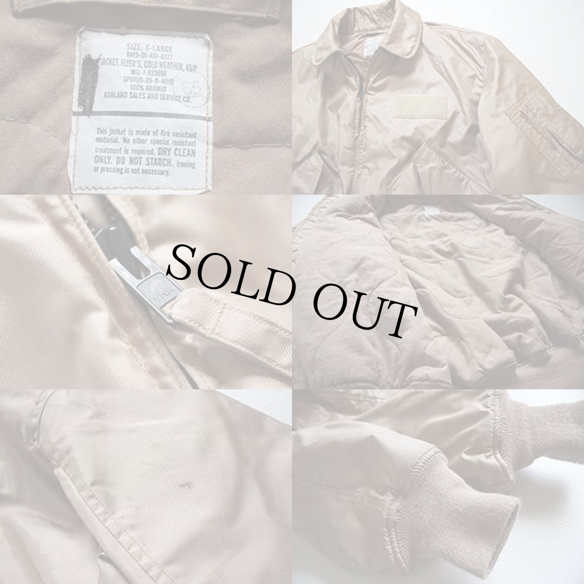 画像3: 00s 米軍 USAF CWU-45/P アラミド フライトジャケット デザート タン XL (3)