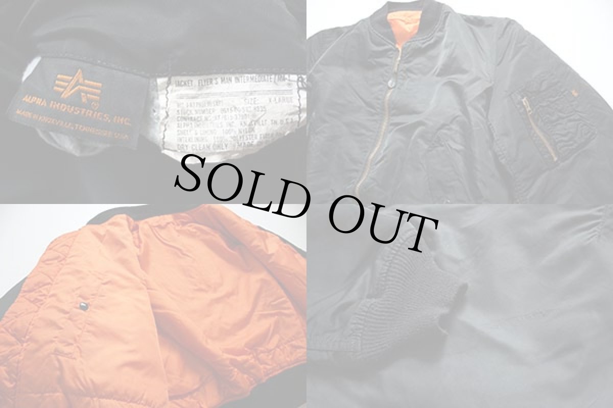 画像3: 90s USA製 ALPHAアルファ MA-1 フライトジャケット 黒 XL (3)