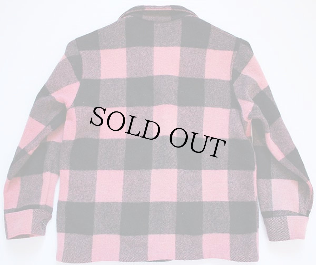 画像2: 60s UNKNOWN バッファローチェック ウール シャツジャケット 黒×ピンク (2)