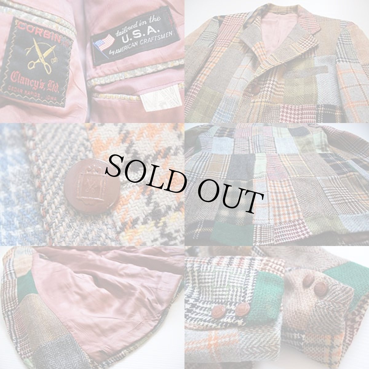 画像3: USA製 CORBIN クレイジー チェック ツイード テーラードジャケット (3)