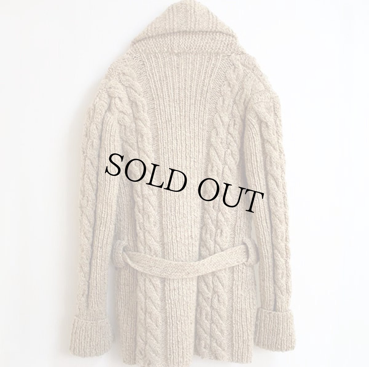 画像2: ビンテージ ショールカラー ケーブル編み ウールニット ガウン★カーディガン (2)