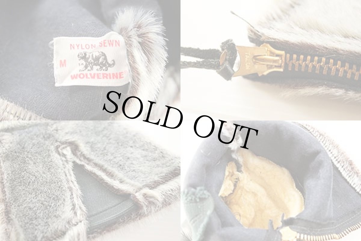 画像3: 60s WOLVERINE ファー付き レザーミトン グローブ ロング★手袋 (3)