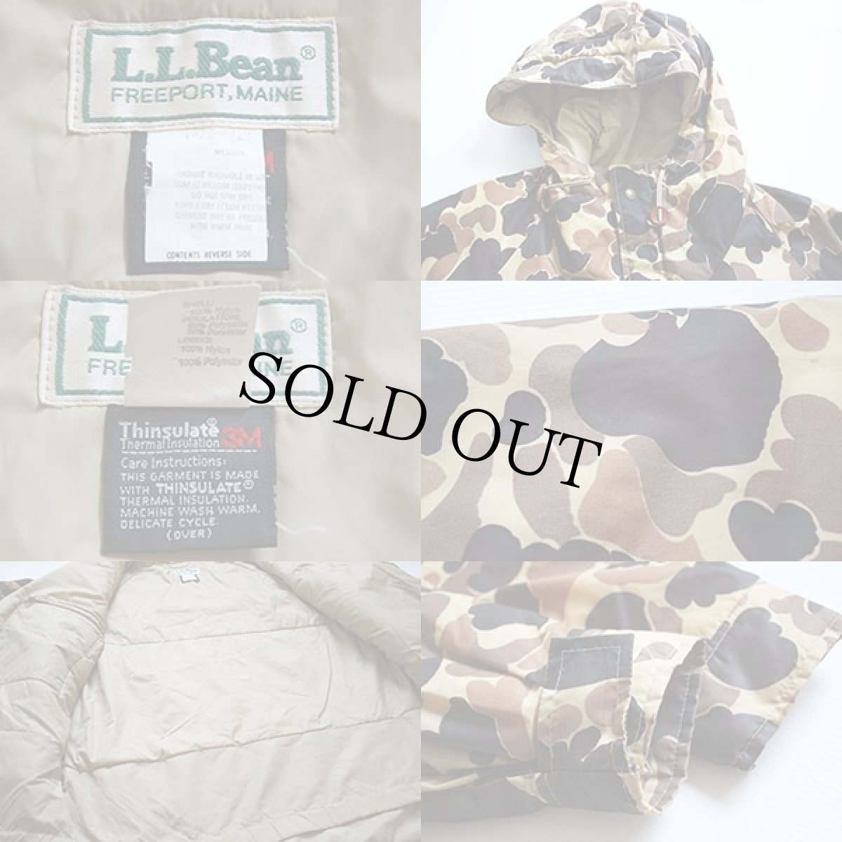 画像3: 80s L.L.Bean ダックハンターカモ Thinsulate 中綿入り マウンテンパーカー M (3)