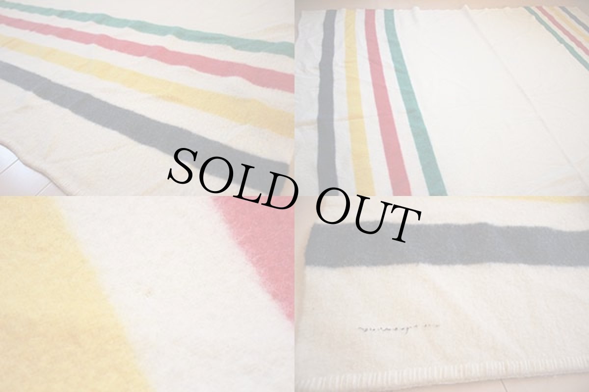 画像3: ビンテージ マルチボーダー ウール ブランケット (3)