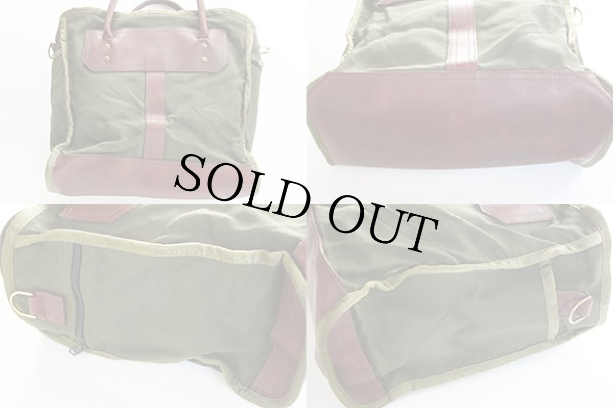 画像2: DIAMOND BLUFF キャンバス×レザー トートバッグ 緑 (2)