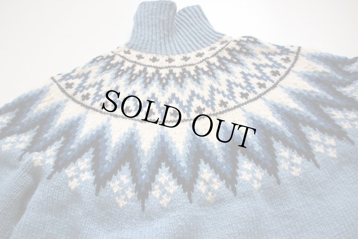 画像2: 60s ノルウェー製 Lulle Otterstad 丸ヨーク ノルディック柄 ハイネック ウールニット セーター (2)